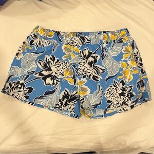 Patagonia Women Barely Baggies Shorts Athletic Floral Manoa Skipper Blue Size L